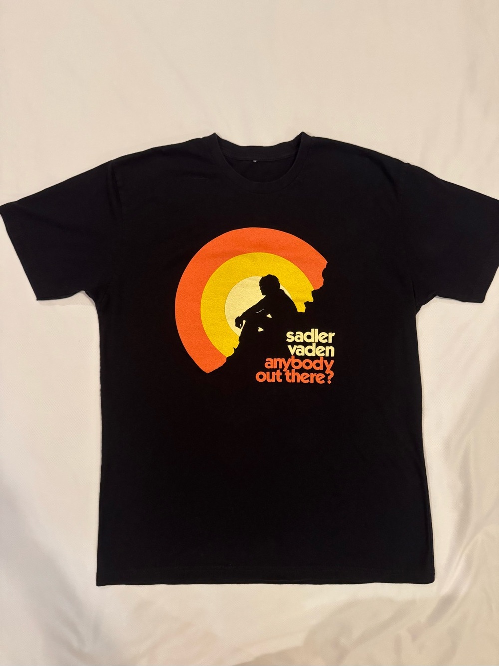 Sadler Vaden Black T shirt w/ Anybody Out There? album graphic. Men’s Medium
